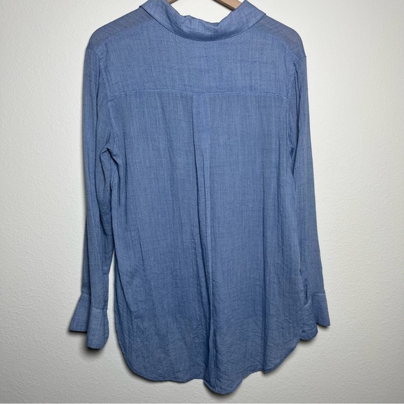 Free‎ People Women That's A Wrap Shirt Small Blue Chambray Lightweight Western - Picture 7 of 10